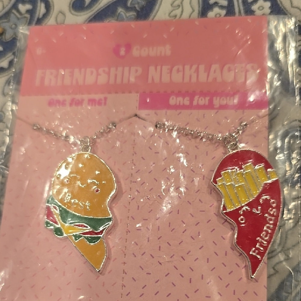❤️10/$13 New Friendship Necklace Set with Hamburger and Fries Valentines Day